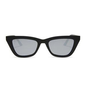 DIFF Eyewear - Noelle Sunglasses, Matte Black + Grey Mirror